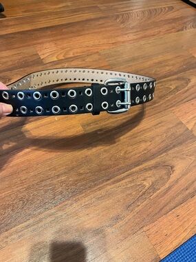 Black Double-Row Grommet Belt